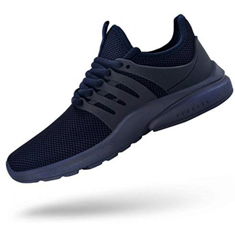 Feetmat Men's Non Slip Gym Sneakers Lightweight Breathable Athletic Running Walking Tennis Shoes Navy Blue