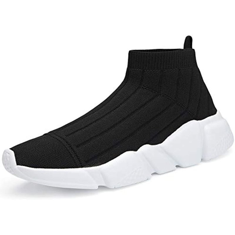 Santiro Men's Running Shoes Breathable Knit Slip On Sneakers Lightweight Athletic Shoes Casual Sports Shoes Black 4