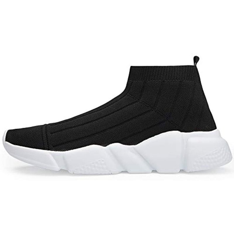 Santiro Men's Running Shoes Breathable Knit Slip On Sneakers Lightweight Athletic Shoes Casual Sports Shoes Black 4