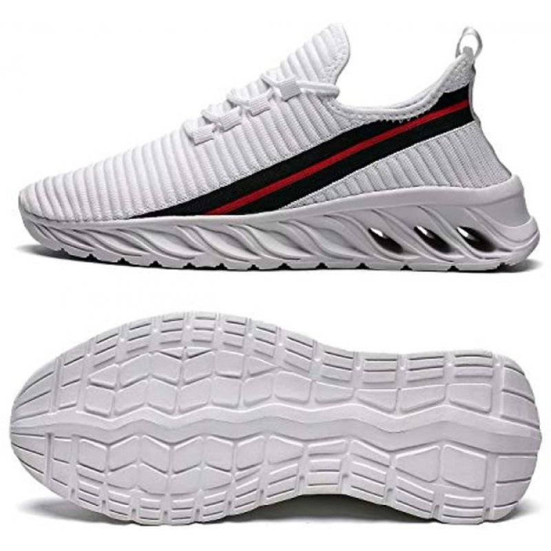 Wrezatro Shoes Running Men Lightweight Casual Walking Breathable Gym Workout Athletic Tennis Sneakers Z18-white