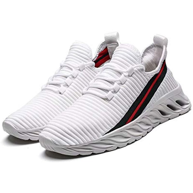 Wrezatro Shoes Running Men Lightweight Casual Walking Breathable Gym Workout Athletic Tennis Sneakers Z18-white