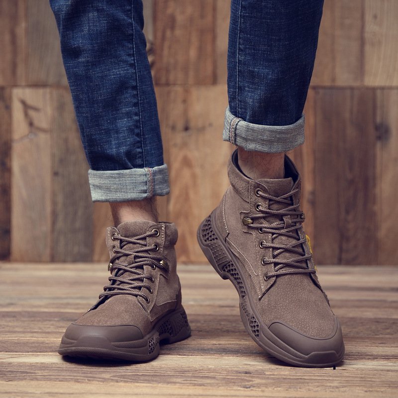 Men's shoes autumn and winter 2021 new high-top boots trend tooling military boots British Martin boots men's trendy mid-top