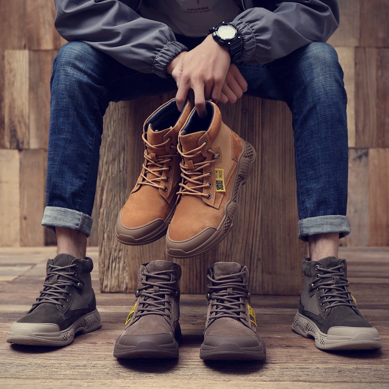 Men's shoes autumn and winter 2021 new high-top boots trend tooling military boots British Martin boots men's trendy mid-top