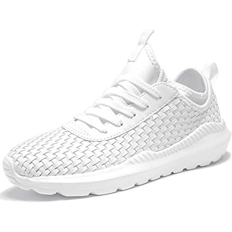 TIAMOU Walking Men and Women Running Shoes Sports Woven Slip Sneakers Casual Basketball Fashion Outdoor Movement Leisure Shoe White