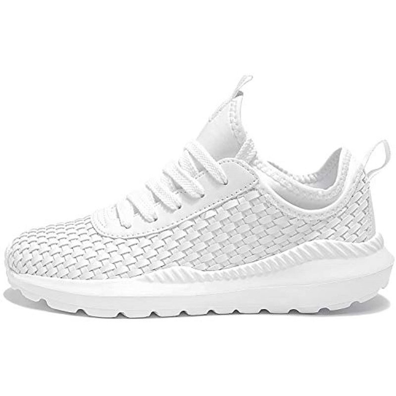 TIAMOU Walking Men and Women Running Shoes Sports Woven Slip Sneakers Casual Basketball Fashion Outdoor Movement Leisure Shoe White